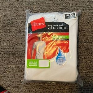 Mens Hanes white ComfortSoft tagless T shirt crew neck 3 pack cotton shirt 3xl